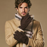 Winston (marron foncé) - Gants pour hommes en nubuck doublés de Primaloft épaisse et fermeture à boutons-pression