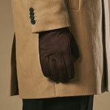 Winston (marron foncé) - Gants pour hommes en nubuck doublés de Primaloft épaisse et fermeture à boutons-pression