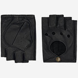 Zane (noir) – luxueux gants de conduite sans doigts en cuir de cerf américain