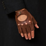 Zane (marron) – luxueux gants de conduite sans doigts en cuir de cerf américain