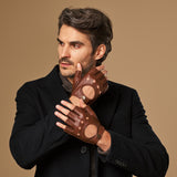 Zane (marron) – luxueux gants de conduite sans doigts en cuir de cerf américain