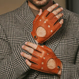 Zane (cognac) – luxueux gants de conduite sans doigts en cuir de cerf américain