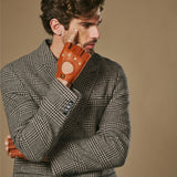 Zane (cognac) – luxueux gants de conduite sans doigts en cuir de cerf américain