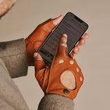 Zane (cognac) – luxueux gants de conduite sans doigts en cuir de cerf américain