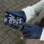 Ivy (bleu) - Gants tactiles en cuir de mouton et doublure en laine/cachemire - Schwartz & von Halen FR - Gants en Cuir - 6