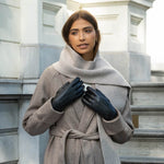Alessandra (noir) - Gants tactiles en cuir de chèvre et doublure en laine d'agneau - Schwartz & von Halen FR - Gants en Cuir - 11