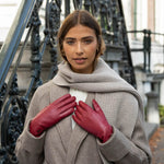 Ivy (rouge) - Gants tactiles en cuir de mouton et doublure en laine/cachemire - Schwartz & von Halen FR - Gants en Cuir - 6