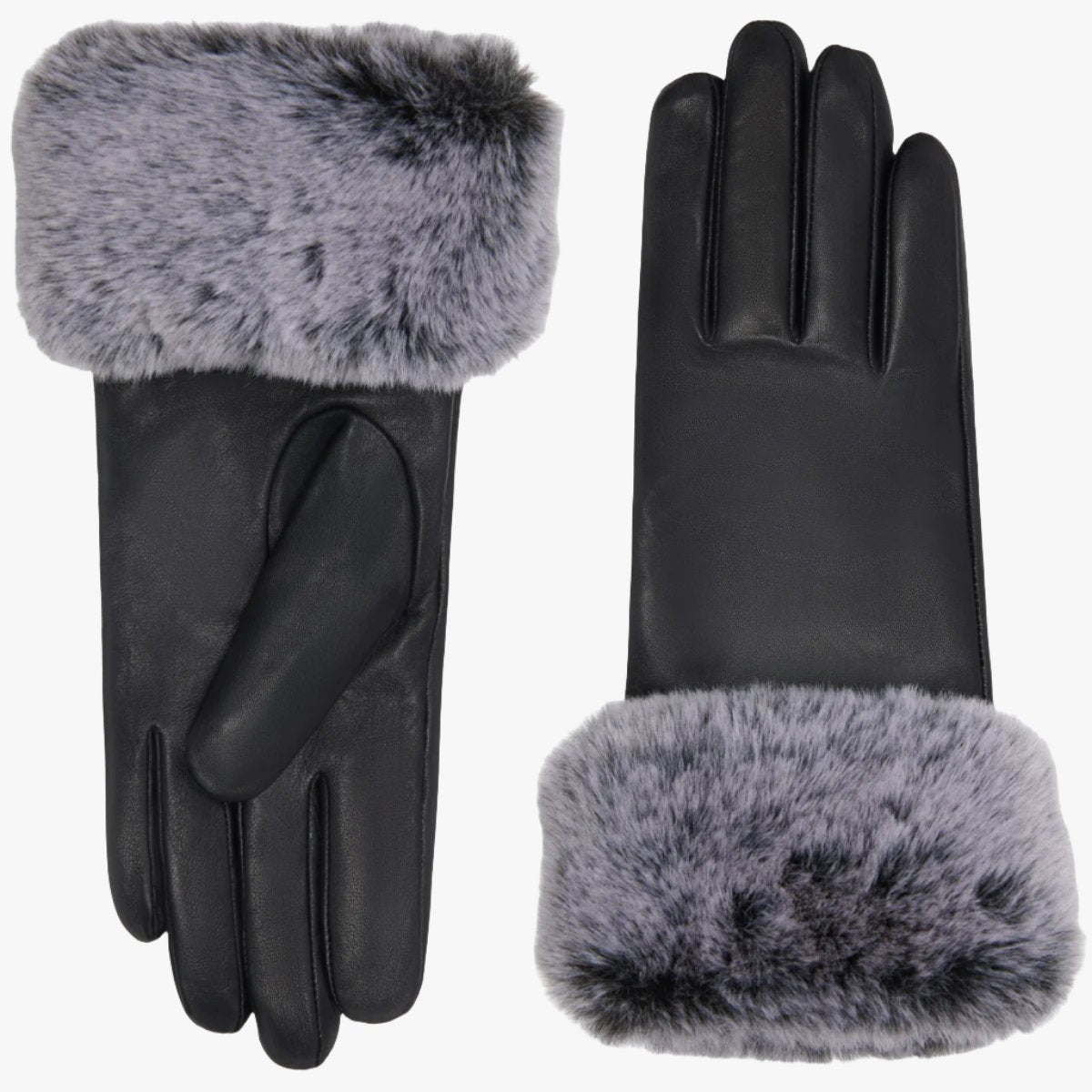 Vera - Gants tactiles en cuir de luxe avec fausse fourrure au poignet