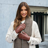 Madison (cognac) - Gants tactiles en cuir de mouton et doublure en laine/cachemire