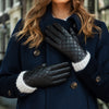 Kira (noir) - gants en peau de mouton avec doublure en laine/cachemire & fonction écran tactile
