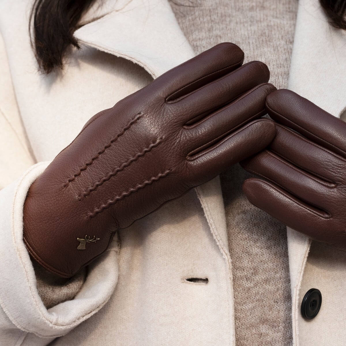 Gants en cuir marron