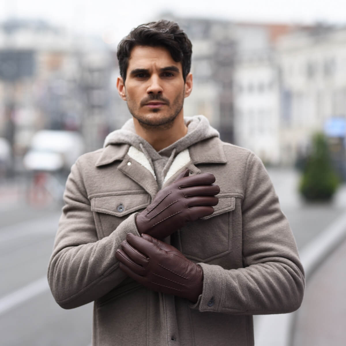 Gants en cuir marron pour hommes - écran tactile - doublure en laine d'agneau - David - Gants en cuir haut de gamme - Conçus à Amsterdam - Schwartz & von Halen® - 5