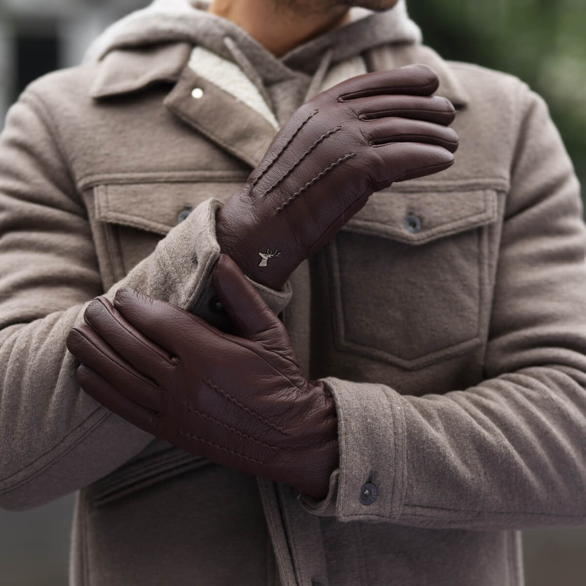 Gants en cuir Winter Hill pour écrans tactiles pour homme en marron