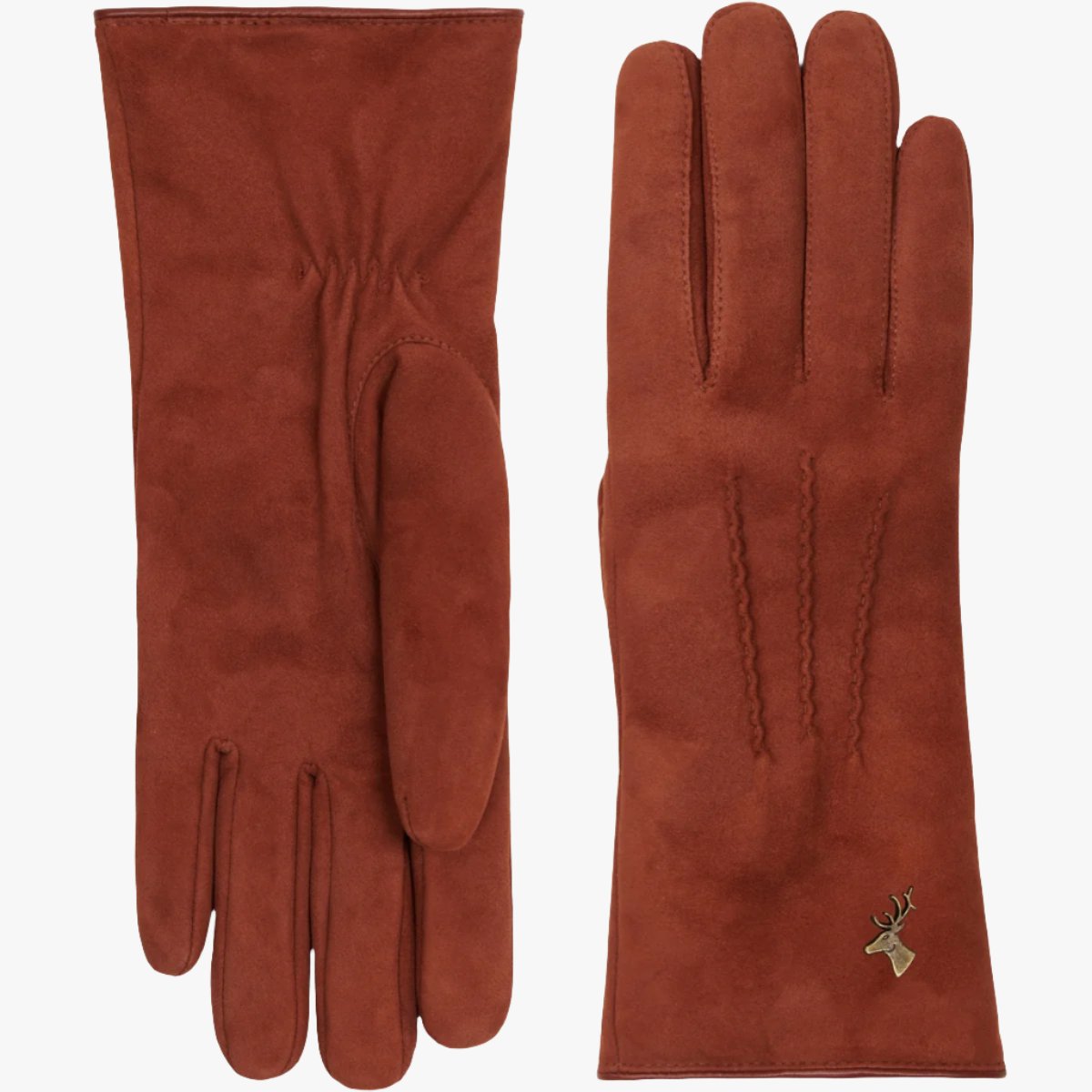 Elizabeth (Marron) - Gants en daim et doublure chaude en fausse fourrure