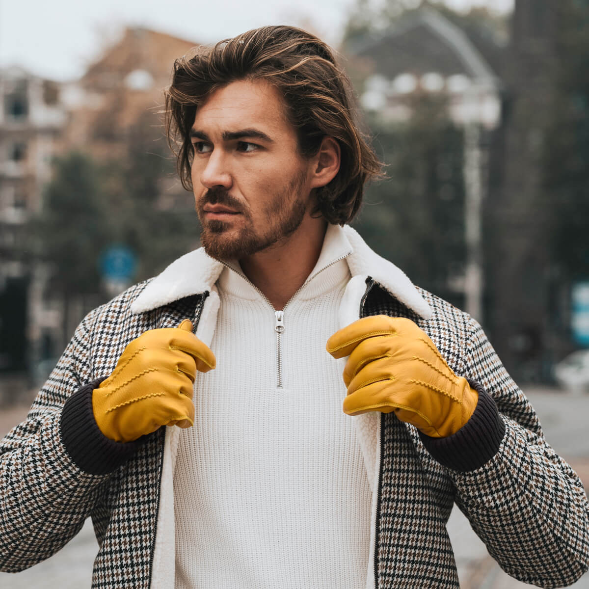 Gants en cuir épais jaune - Doublure chaude Ultrafleece - Gants en cuir haut de gamme - Conçus à Amsterdam - Schwartz & von Halen® - 7